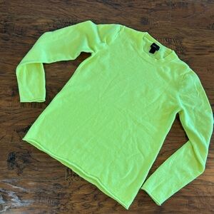 J.Crew Italian Cashmere Sweater large L in neon yellow. Stunning excellent shape